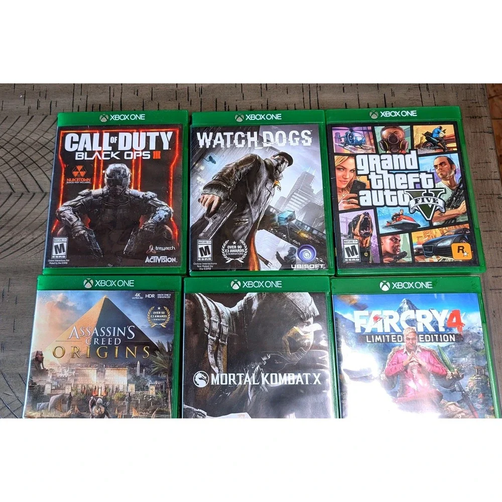 Xbox One Game Lot Assassin's Creed Origins COD Black Ops III GTA V MKX Far Cry 4